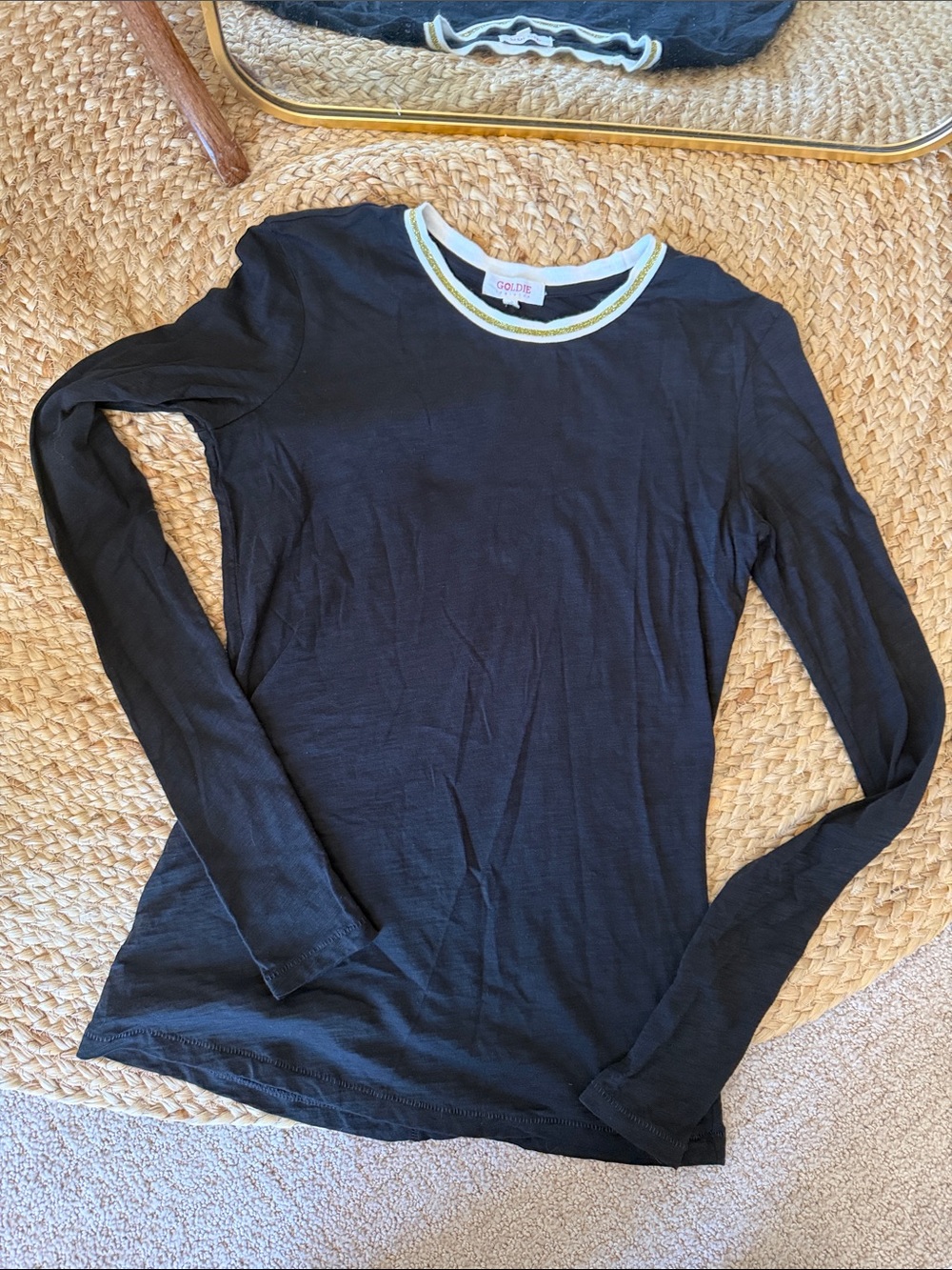 Goldie Long Sleeve Metallic Tipped Ringer Tee